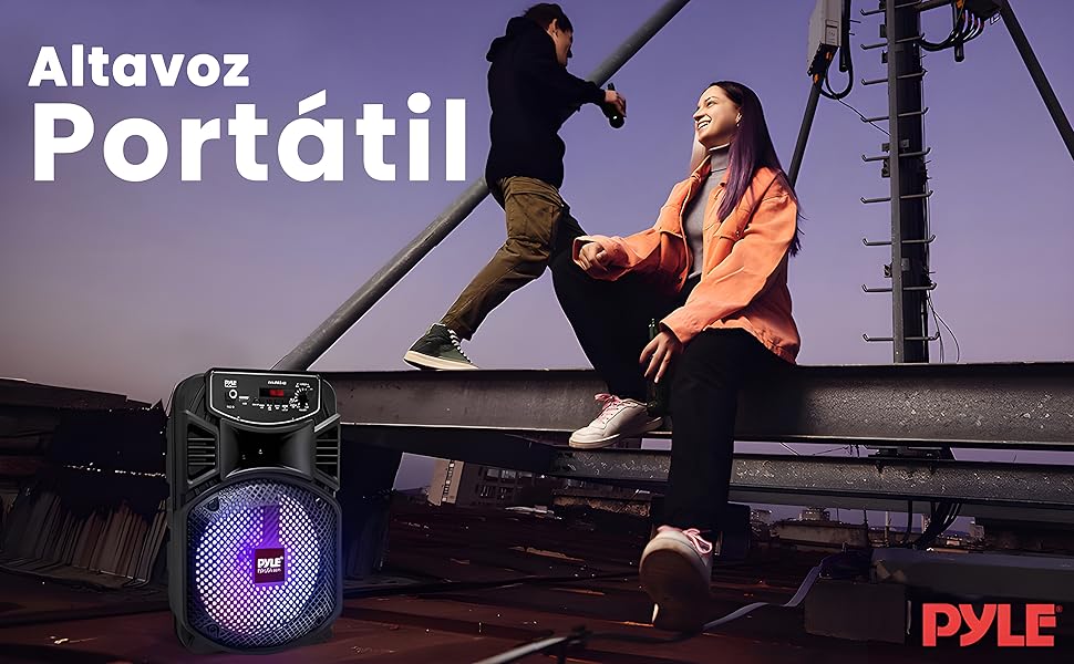 Altavoces Bluetooth Portátil Recargable Exteriores Subwoofer Tweeter Grabación Micrófono Luces