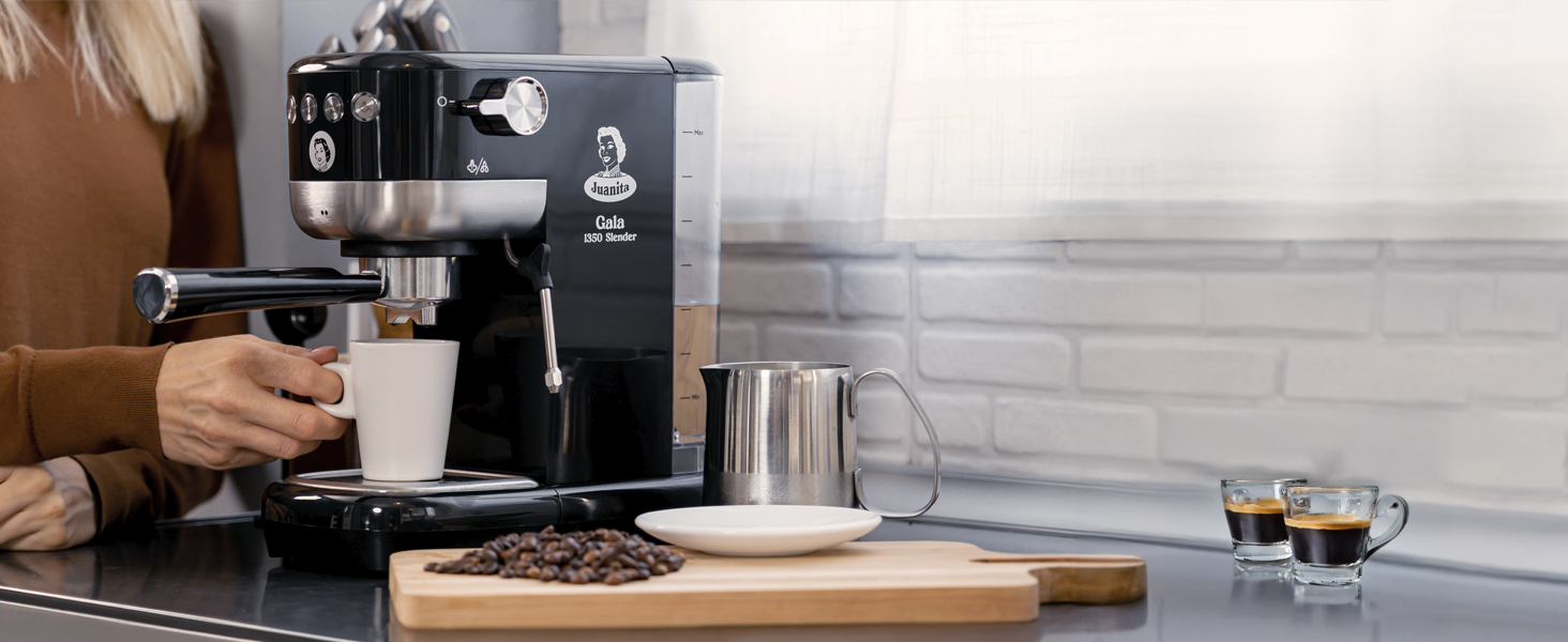 Cafetera espresso compacta con 1350W y 20 bares para café profesional en casa