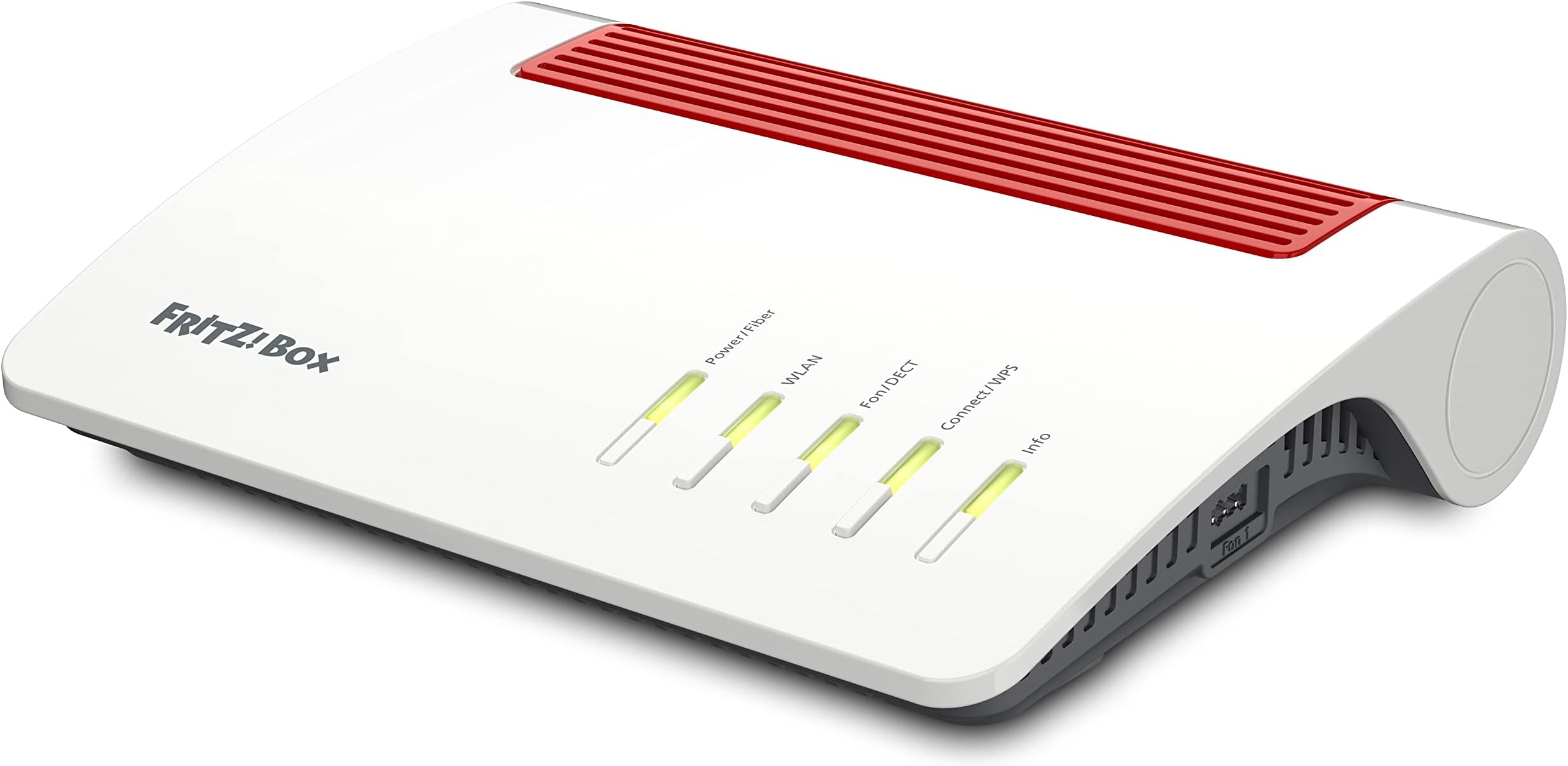 Fritz!Box 5590 Fiber (Wi-Fi 6 Módem de Fibra óptica (Wi-Fi AX), hasta 2400 Mbps (5 GHz) y 1200 Mbps (2,4 GHz), Wi-Fi Mesh, Base DECT, Puerto de 2,5 Gigabit, Blanco, Adecuado para Alemania)