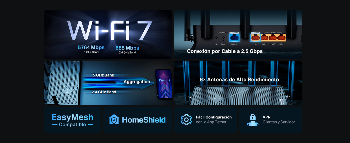 Archer BE400 - Nuevo Router Wi-Fi 7 BE6500 de Doble Banda