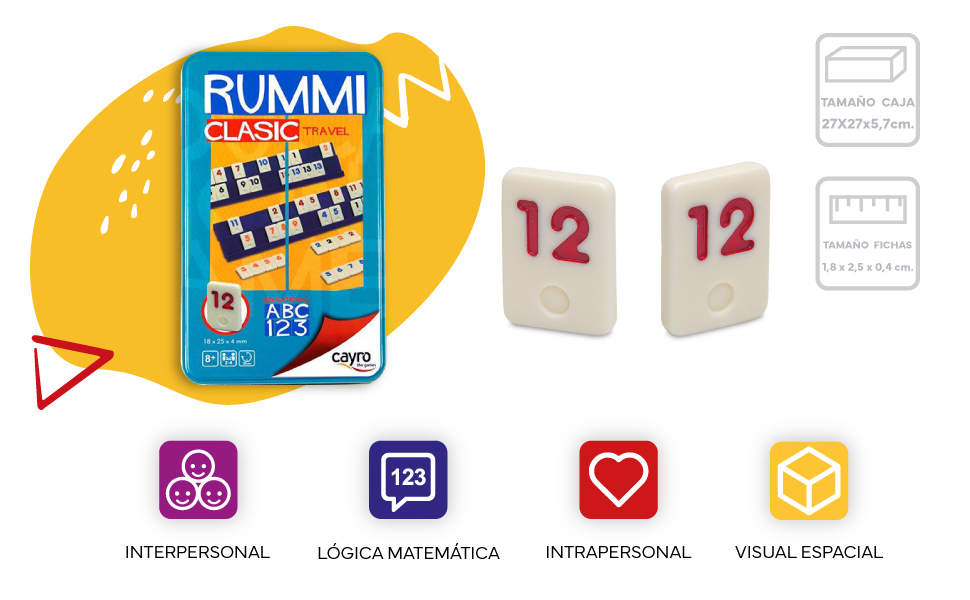 Cayro - Rummi de Viaje - Juego Tradicional - Juego de Mesa - Desarrollo de Habilidades cognitivas