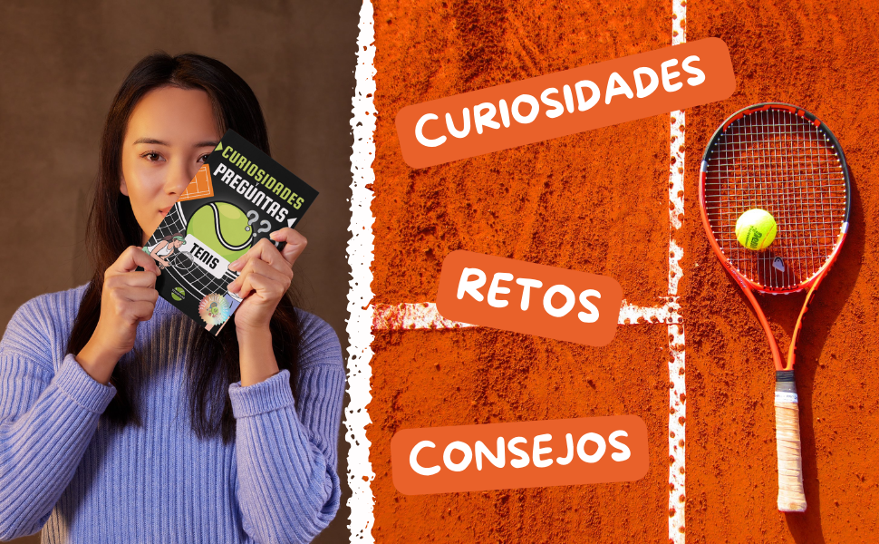 raqueta de tenis, pelota de tenis, libro sobre tenis