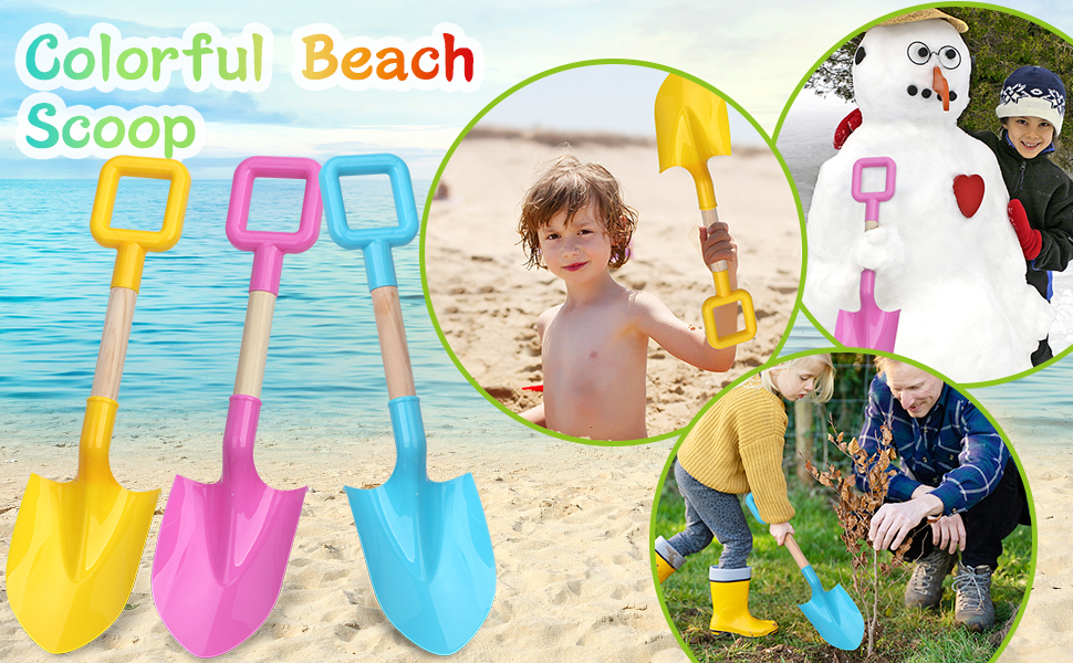 Palas de playa robustas de 40 cm, grandes palas de arena para niños, pala de juguete