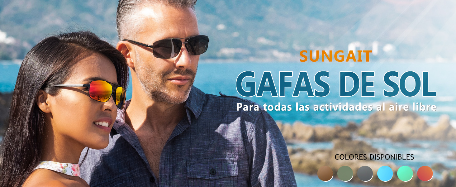 SUNGAIT Retro Rectangulares Gafas de sol Hombre