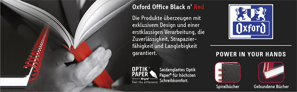 Los productos Oxford Office Black n Red convencen por su diseño y acabado exclusivos.