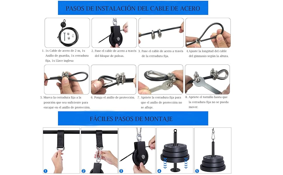 instalación cable polea