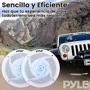 Altavoces Marinos Estereo, Exterior, Resistentes Agua Intemperie Luces LED, 180V, Un par