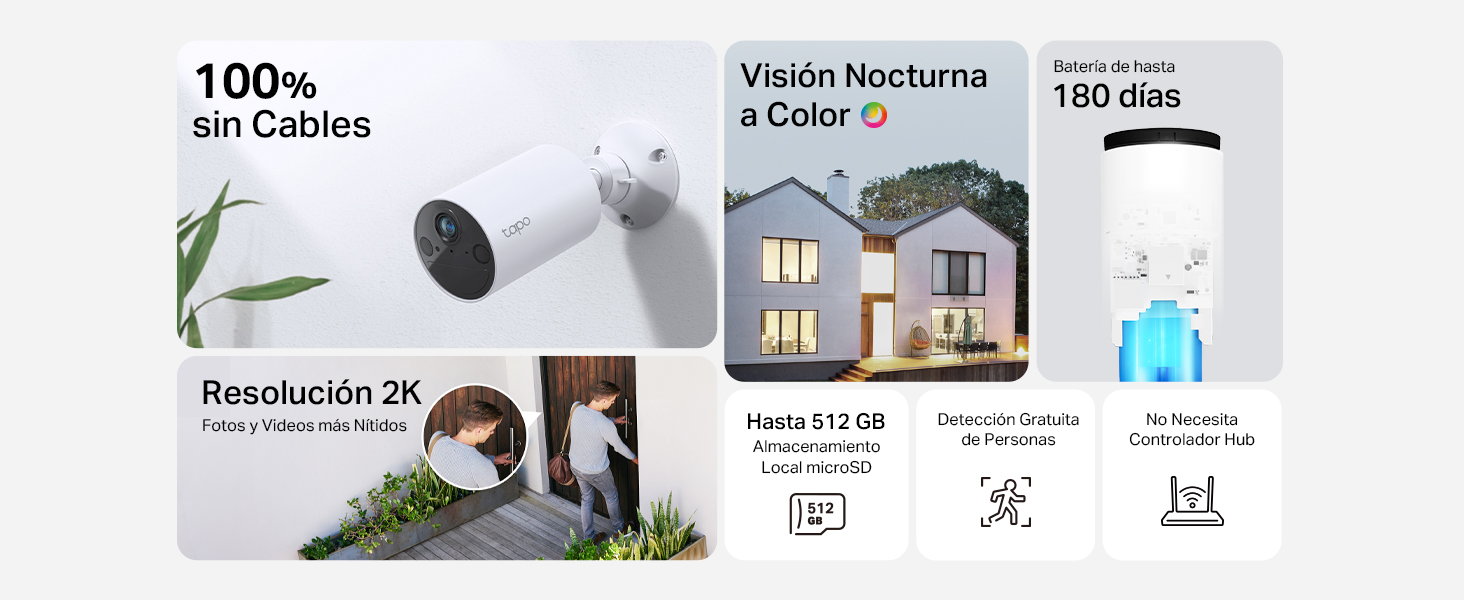 Tapo C410 - Cámara de Vigilancia Inteligente Wi-Fi con Batería