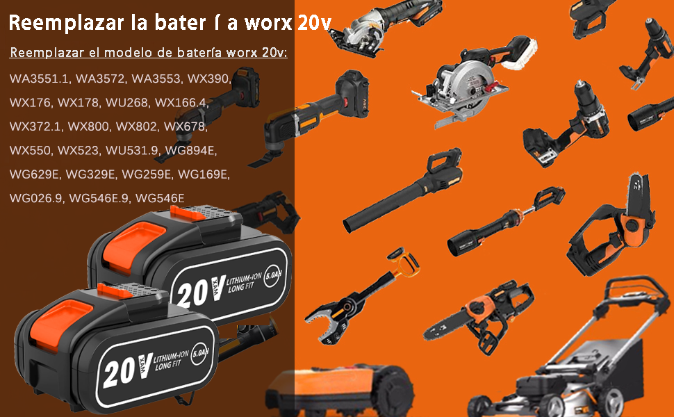 batería Worx de 20 V repuesto para dispositivos Worx 20 V WA3553 batería WR142E M700 WA3551 WA3551.1