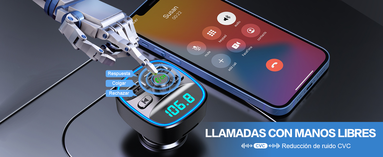 Transmisor FM Bluetooth Coche 03