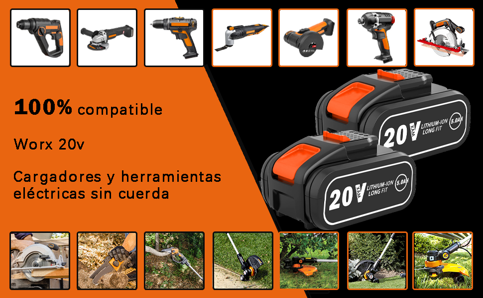 Worx 20 V WA3551 W3553 WA3572 WX390 WX176 WX178 WU268 WX166.4 WX372.1 WX800 WG255 9E