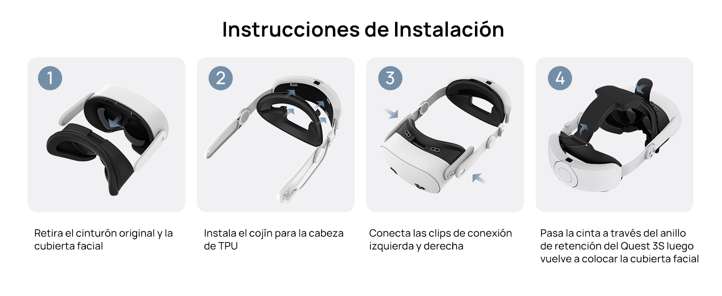 TRANSNOVO Correa para la cabeza Meta Quest 3S con batería