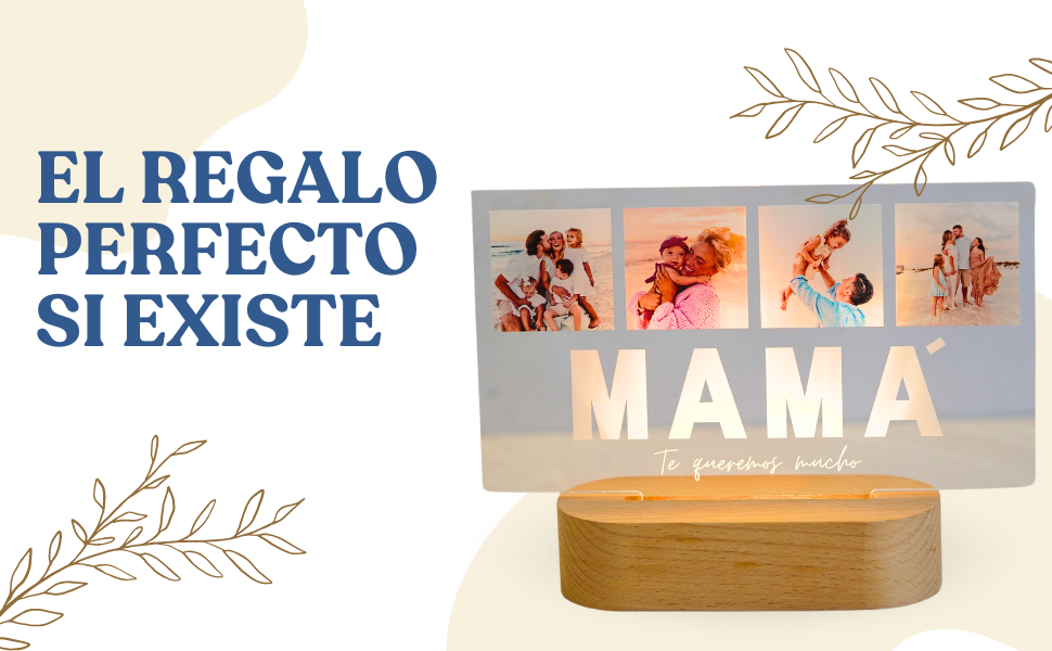 Lámpara mamá abajo y 4 fotos arriba