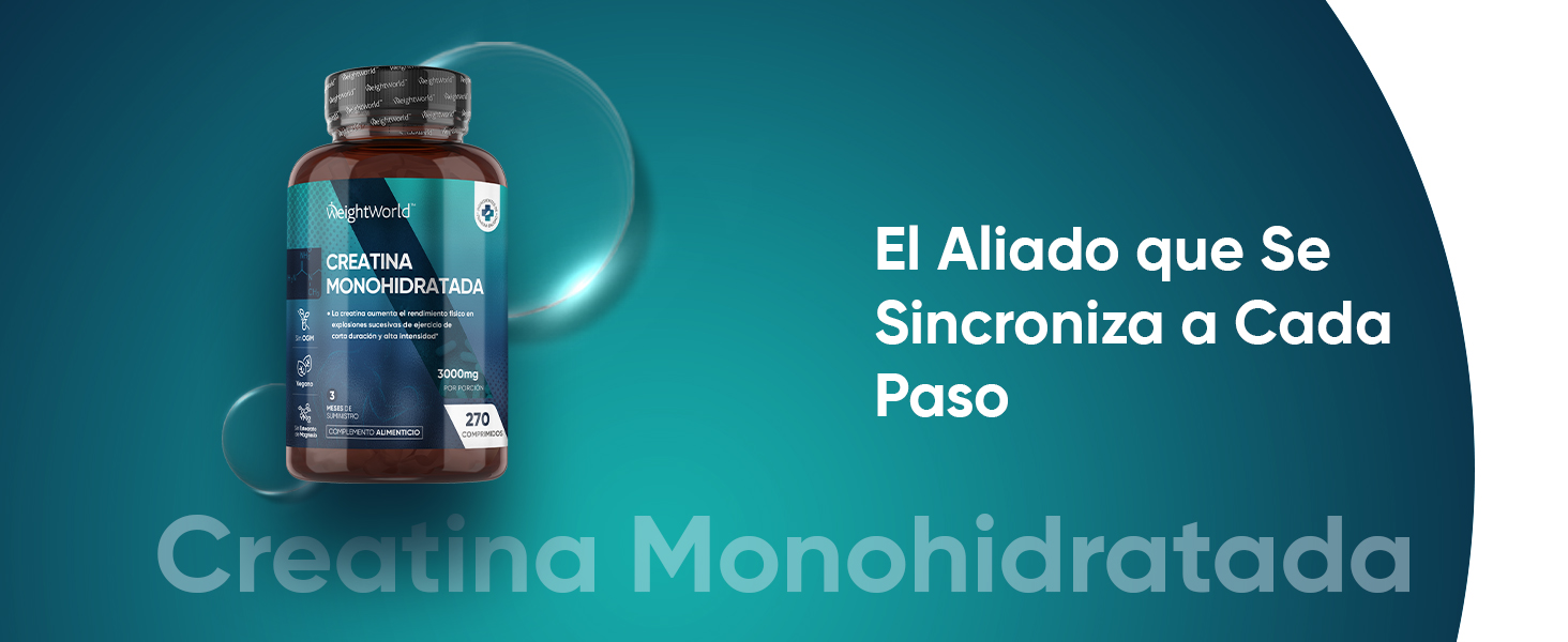 Suplemento de creatina monohidratada para aumentar fuerza, potencia, energía y resistencia en los