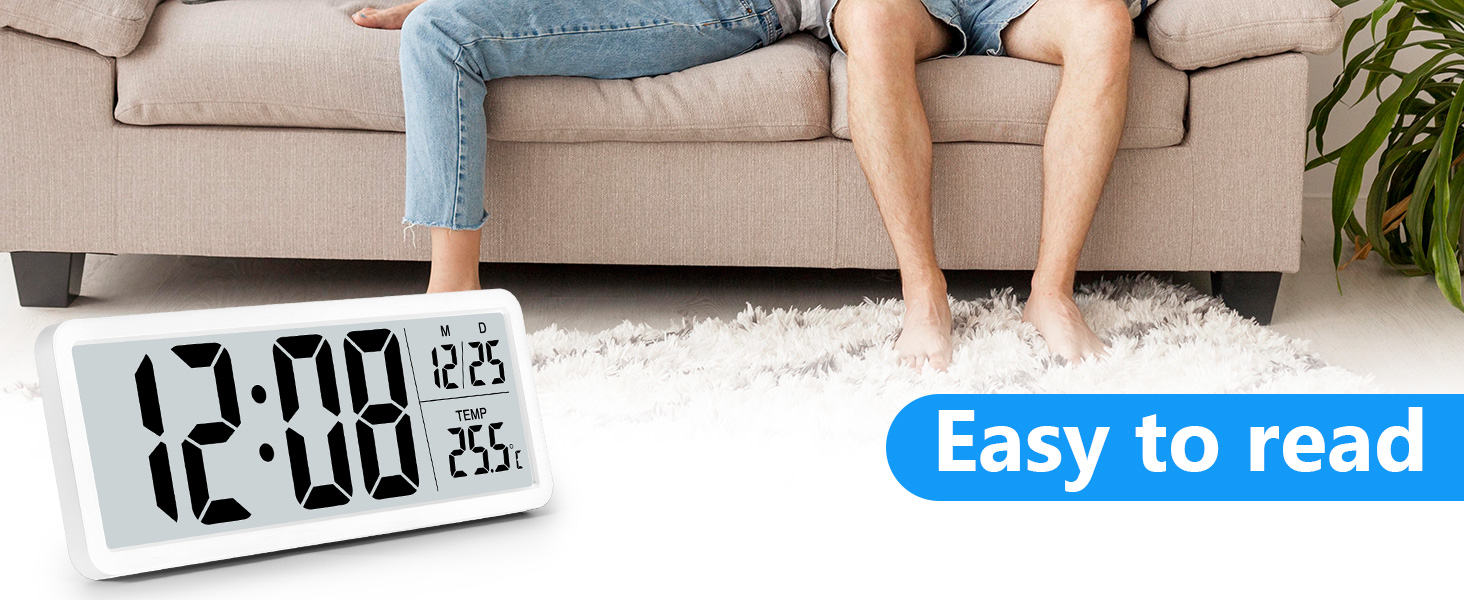 Sukeen Reloj de pared digital que funciona con pilas