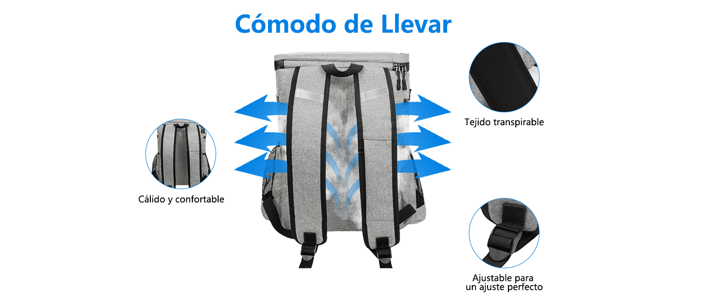 Los excelentes materiales hacen que se sienta muy cómodo al utilizar nuestras mochila termica