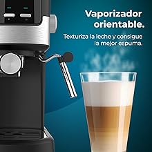 Cafetera espresso con 20 bares con vaporizador.