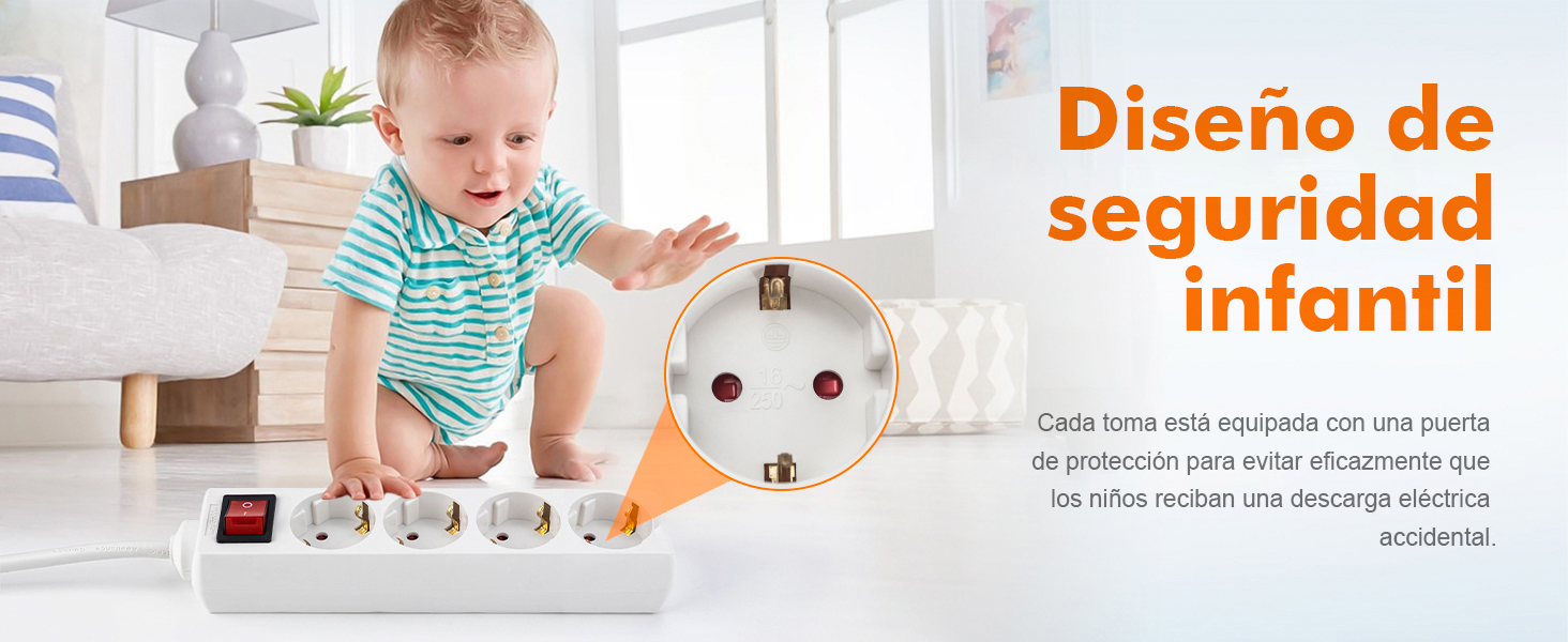 Regleta Enchufes con 4 Tomas y Interruptor