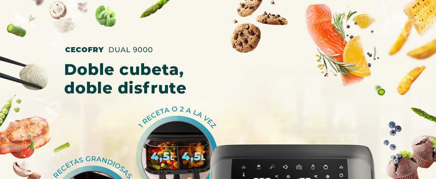 freidora de aire; freidora sin aceite; air fryer; Freidora Cecotec; Freidora 9 L; Cecofry Dual 9000