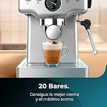 Cafetera barista con 20 bares, manometro y thermoblock.