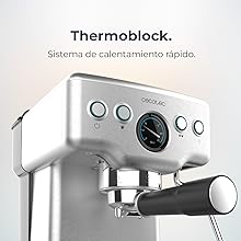 Cafetera barista con 20 bares, manometro y thermoblock.