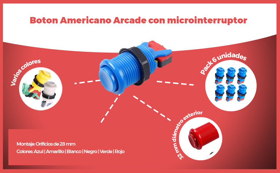 Boton Americano Arcade con microinterruptor