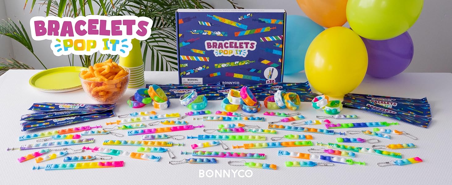 Pack de 30 pulseras niños y llaveros niños ideales como regalos cumpleaños niños colegio