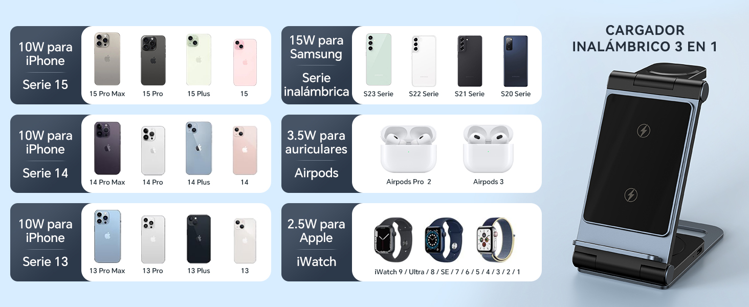 3 en 1 Cargador inalámbrico