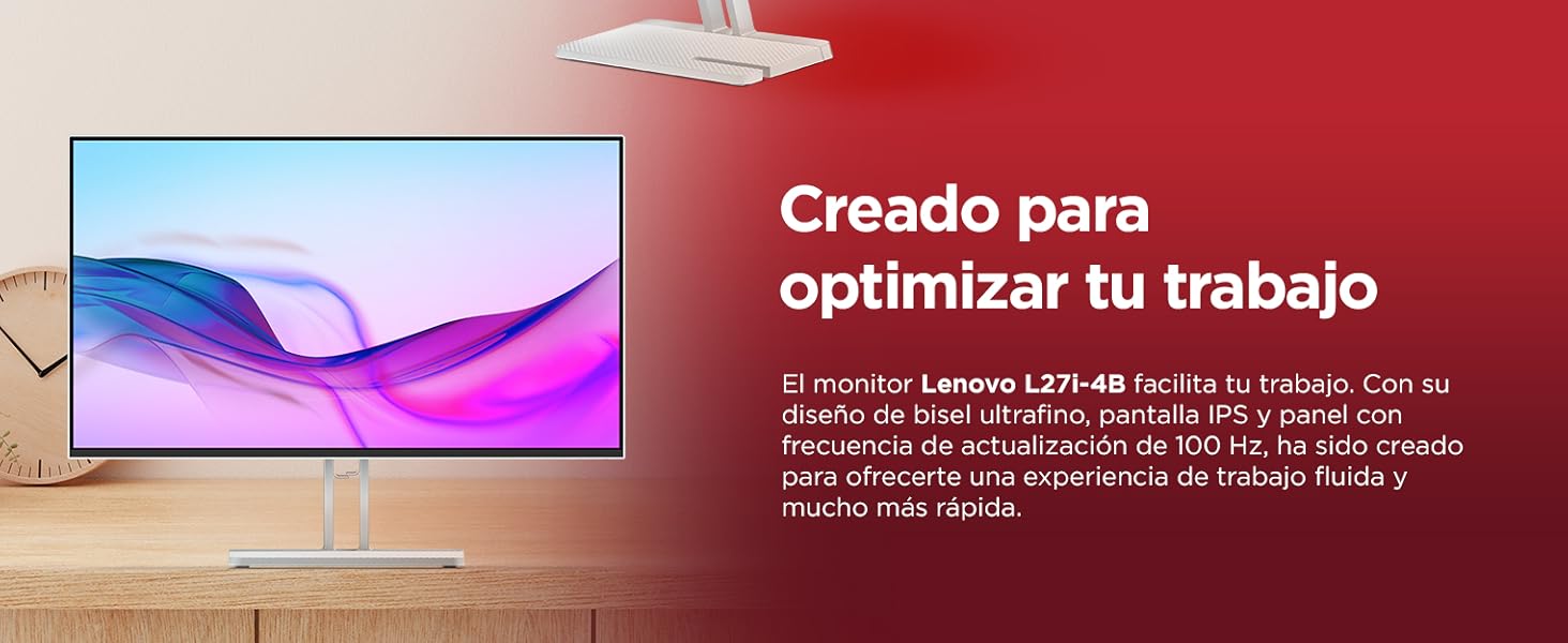 Lenovo L27i-4B - Monitor 27" Imagen frontal monitor sobre mesa