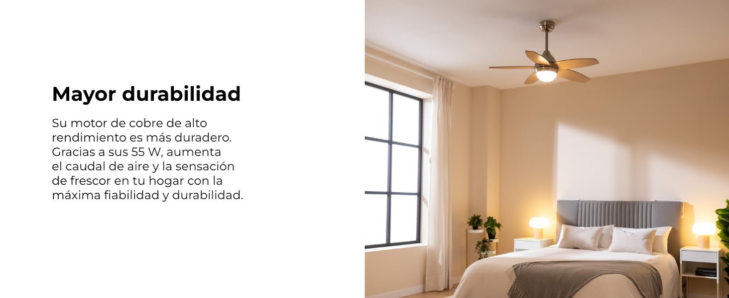 ventilador de techo con luz led ventiladores lampara aspas silencioso dormitorio Cecotec ceiling fan