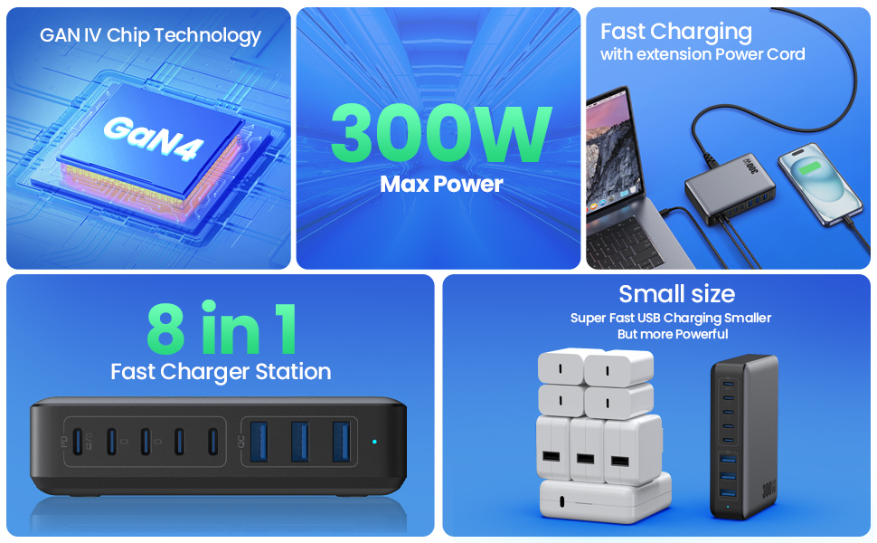 Cargador USB C Multiple Cargador Carga Rápida Alimentador Multiple Cargador