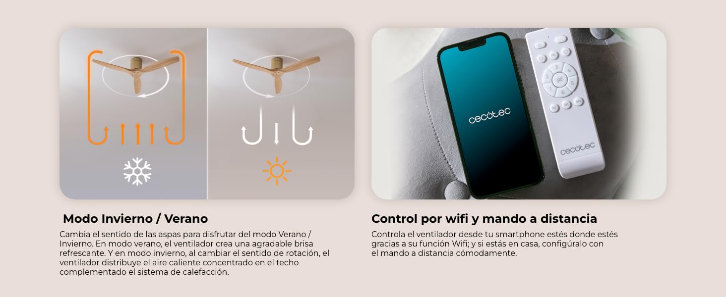 ventilador de techo con luz led ventiladores lampara aspas silencioso dormitorio Cecotec ceiling fan