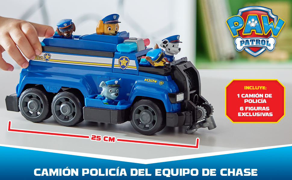 Patrulla Canina Juguetes, Paw Patrol, Camión policía, figura Chase, Marshall, Rubble, Skye