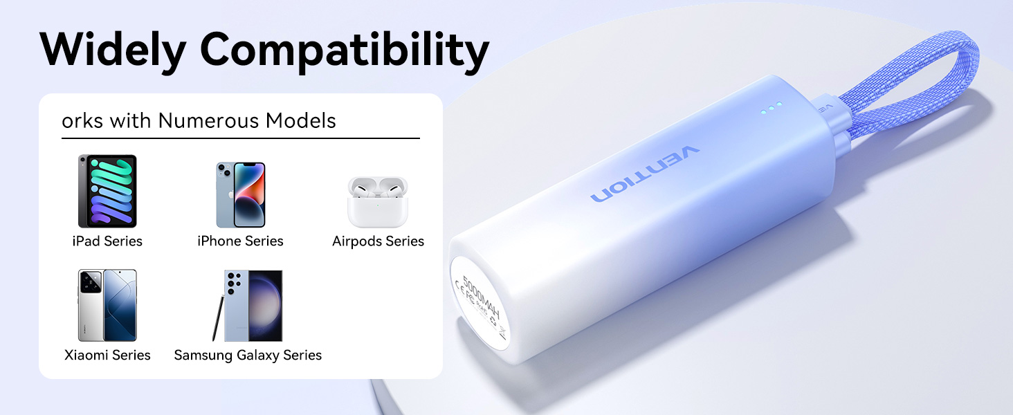 Mini Power Bank 5000mAh con USB C & Cable Lightning PD 20W Color Powerbank Pequeña Carga Rápida