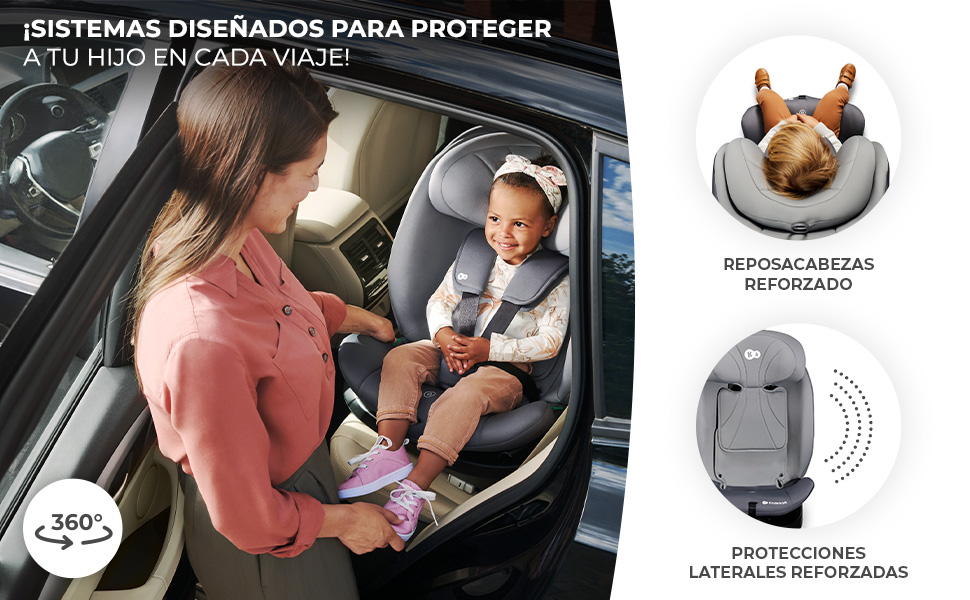 Kinderkraft I-360 Silla de coche, I-SIZE 40-150 cm, Isofix, Silla coche bebé, para niños, Ajustable