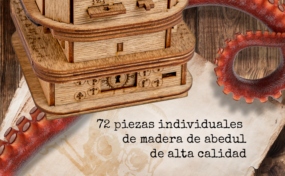 escape room juego de lógica stratgie cassette de madera denqu in a Box 3D Caja de regalo