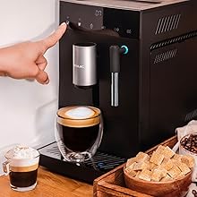 cafetera superautomática automática compacta café crema 19 bares espressos americanos grano vapor