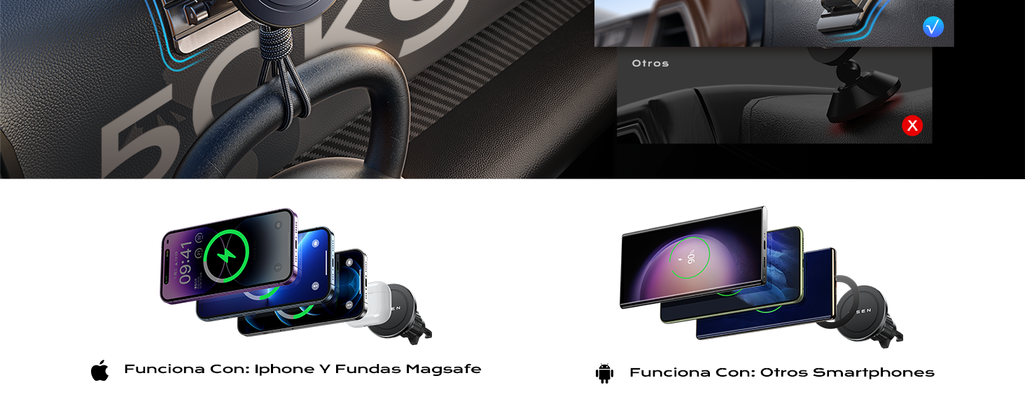 cargador inalambrico iphone coche