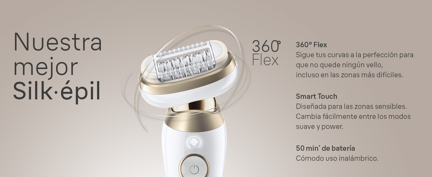 Cabezal 360° Flex para que no quede ni un vello, y botón Smart Touch para las zonas sensibles.