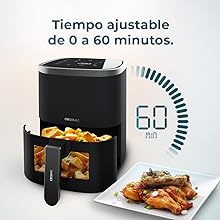 ventana de visualización / Freidora dietética / 4 litros / 9 menús / 1400 W de potencia