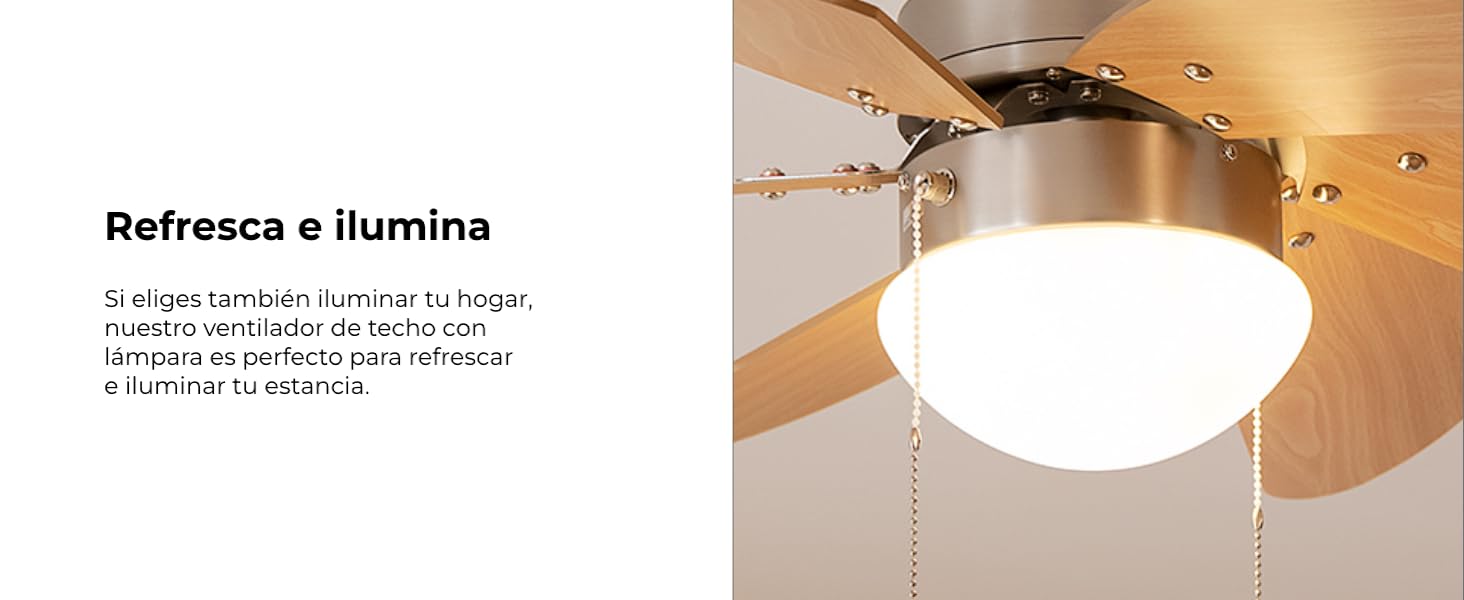 ventilador de techo con luz led ventiladores lampara aspas silencioso dormitorio Cecotec ceiling fan