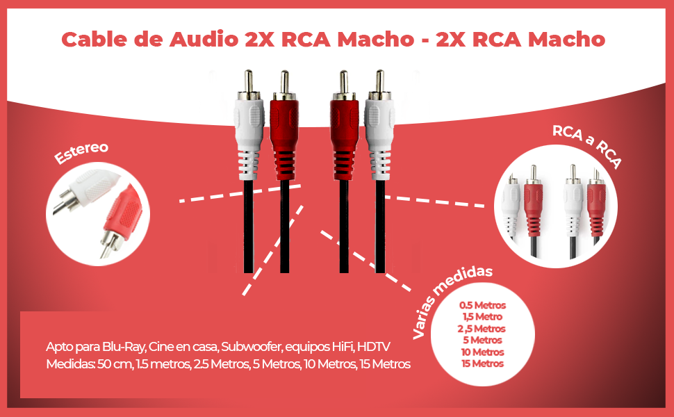 Cable de Audio 2X RCA Macho - 2X RCA Macho