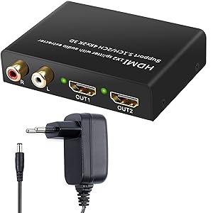 LiNKFOR HDMI Audio Estrattore 2 Uscite 4K 3D con Alimentatore