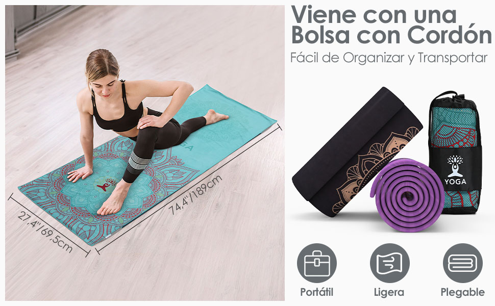 Manta de Yoga Toalla de Yoga Antideslizante de Poliéster