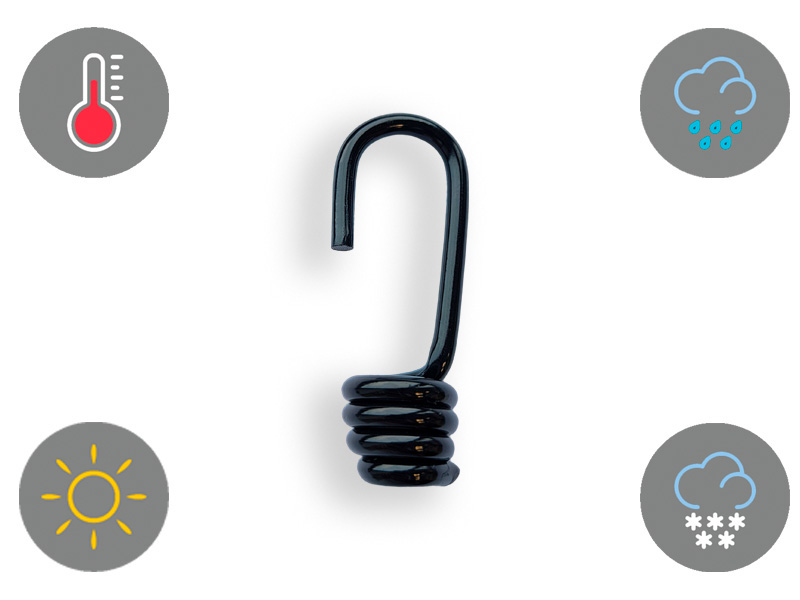 Gancho en espiral para iconos meteorológicos, adecuado para diferentes condiciones climáticas.