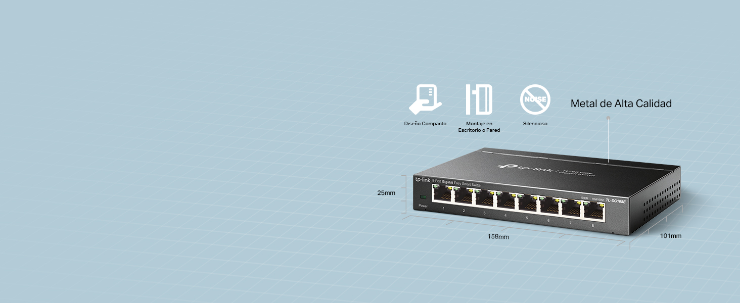 TL-SG608E - Switch de Escritorio Gigabit de 8 Puertos, Carcasa Metálica