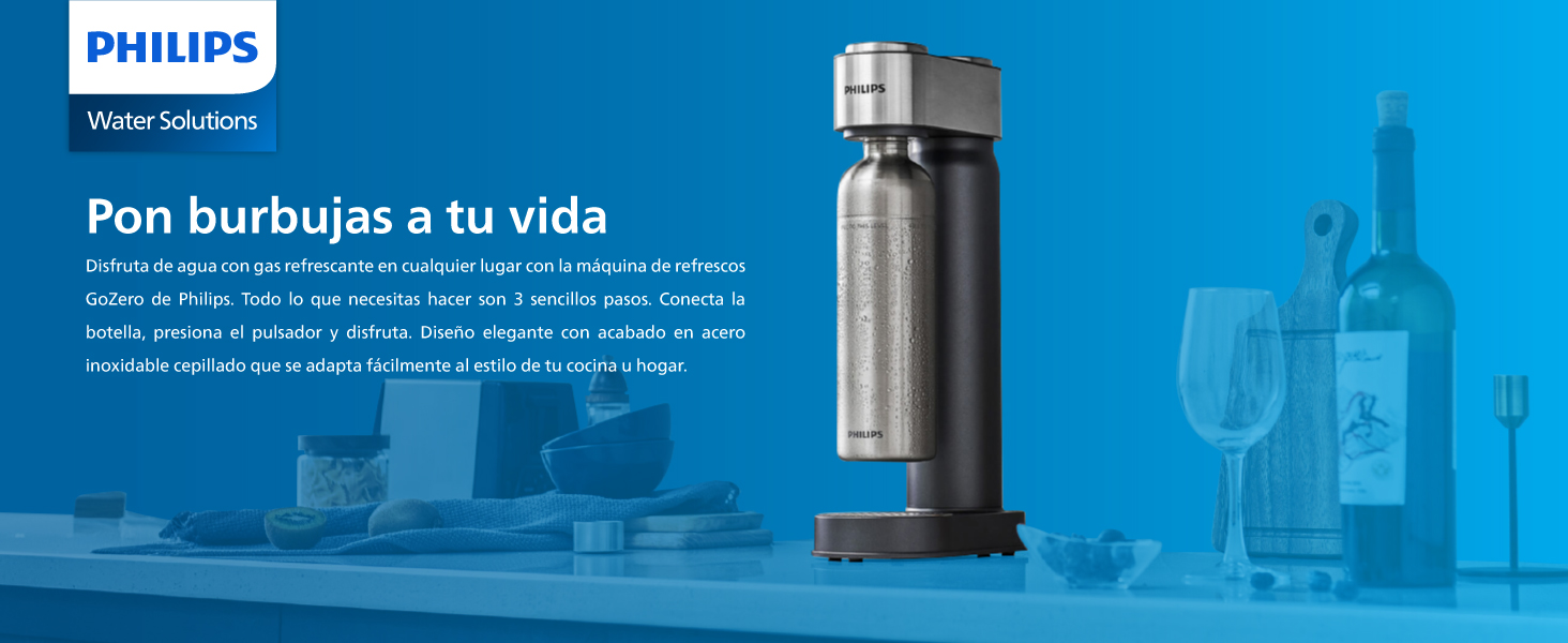 Philips Sodamaker negro con detalles de acero inoxidable – Prepara agua con gas fácilmente
