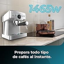 Cafetera barista con 20 bares, manometro y thermoblock.