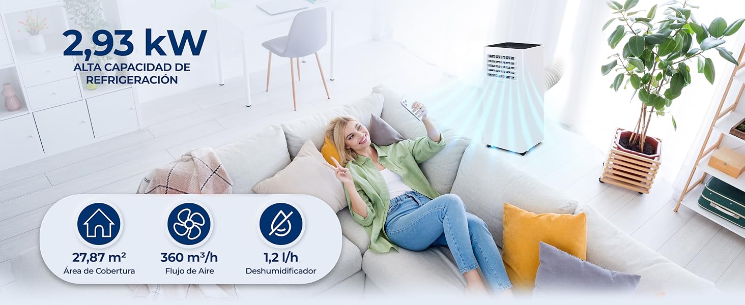 Aire Acondicionado Portátil Móvil Calefactor Silencioso Deshumidificador, Ventilador Escape Ventana