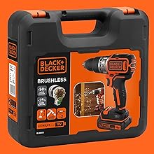 BLACK+DECKER caja de herramientas, taladro, 2 baterías y cargador